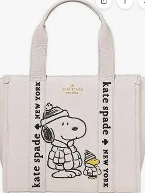 kate spade cream canvas Snoopy & Woodstock tote